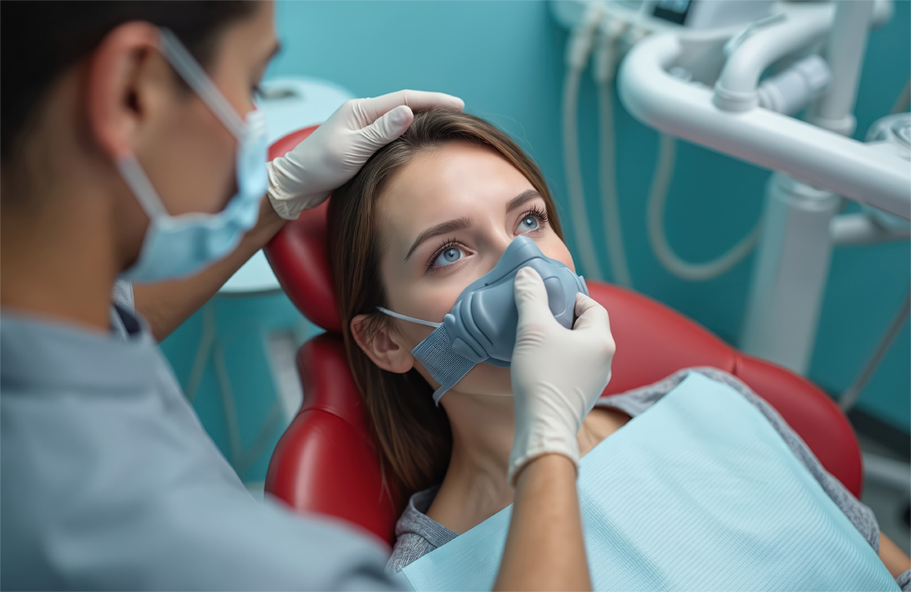 Patient receiving attentive care in a dental chair
